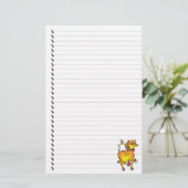 Cute Funny Cartoon Koe Lined Pet Stationery Briefpapier (Staand voorkant)