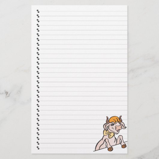 Cute Funny Cartoon Koe Lined Pet Stationery Briefpapier (Voorkant)