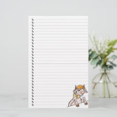 Cute Funny Cartoon Koe Lined Pet Stationery Briefpapier (Staand voorkant)