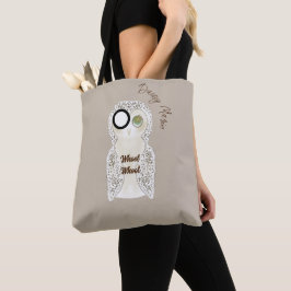 Cute Funny Cartoon Owl Whoot Monogram Tote Bag
