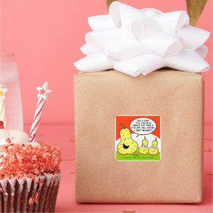 Cute Funny Cartoon Pears en Giftbaskets Vierkante Sticker