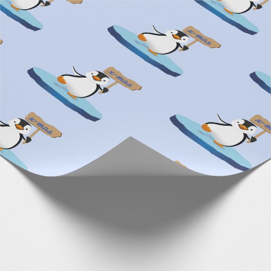 Cute Funny Cartoon Penguin Merry Kerstmis Cadeaupapier (Hoek)