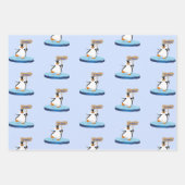 Cute Funny Cartoon Penguin Merry Kerstmis Inpakpapier Vel (Voorkant 2)
