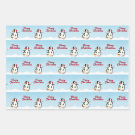 Cute Funny Cartoon Penguin Merry Kerstmis Inpakpapier Vel