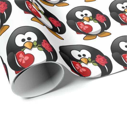 Cute Funny Cartoon Penguin met cadeaus Cadeaupapier (Rol Hoek)