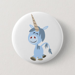 Cute Funny Cartoon Unicorn Button Badge