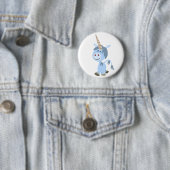 Cute Funny Cartoon Unicorn Button Badge (In situ)