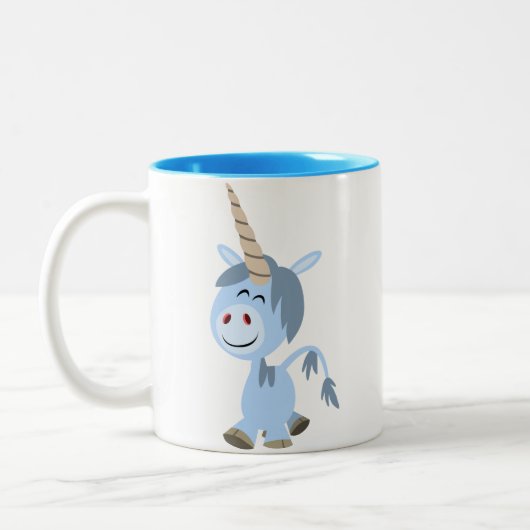 Cute Funny Cartoon Unicorn Mok (Links)