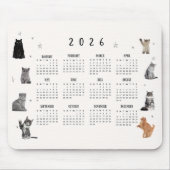 Cute Funny Cat 2026 Calendar Muismat (Voorkant)