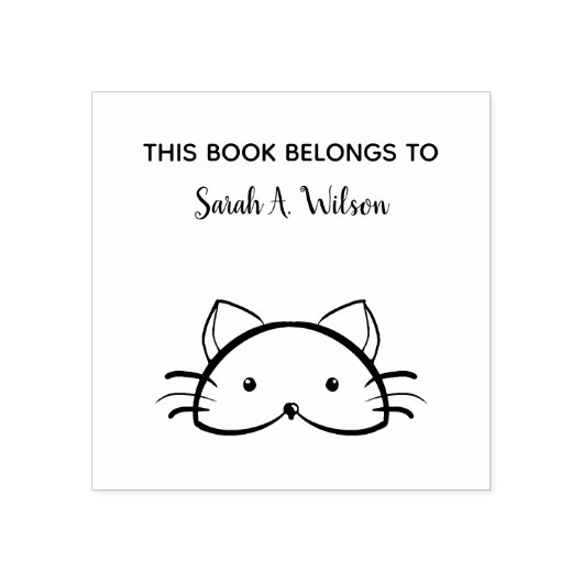 Cute Funny Cat Book behoort Personated Bookplate Rubberstempel (Afrduk)