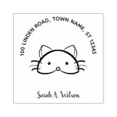 Cute Funny Cat Bookplate Ex Libris Name Address Rubberstempel (Afrduk)