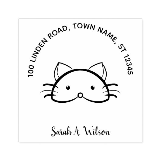 Cute Funny Cat Bookplate Ex Libris Name Address Rubberstempel (Afrduk)