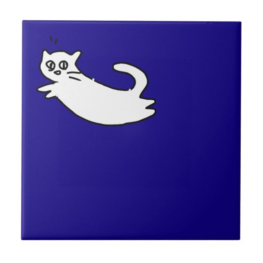 Cute&Funny Cat Doodle op Blue Tegeltje (Voorkant)