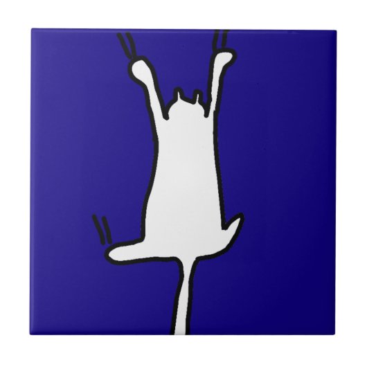 Cute&Funny Cat Doodle op Blue Tegeltje (Voorkant)