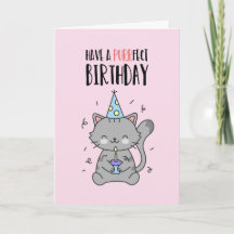 Cute Funny Cat Lover Kitten Pun Purrfect Birthday