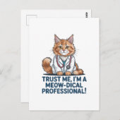 Cute Funny Cat Medical Pun Illustration Briefkaart (Voorkant / Achterkant)