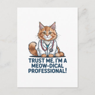 Cute Funny Cat Medical Pun Illustration Briefkaart