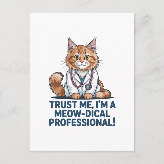 Cute Funny Cat Medical Pun Illustration Feestdagenkaart (Voorkant)