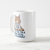Cute Funny Cat Medical Pun Illustration Koffiemok (Voorkant links)