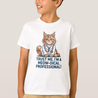 Cute Funny Cat Medical Pun Illustration T-shirt