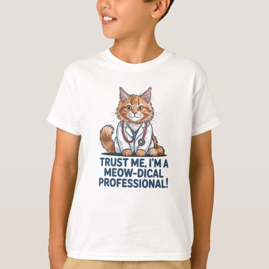 Cute Funny Cat Medical Pun Illustration T-shirt (Voorkant)