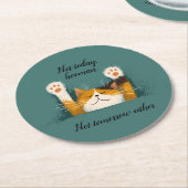 Cute Funny Cat Nap Ronde Kartonnen Onderzetter (Gebogen)