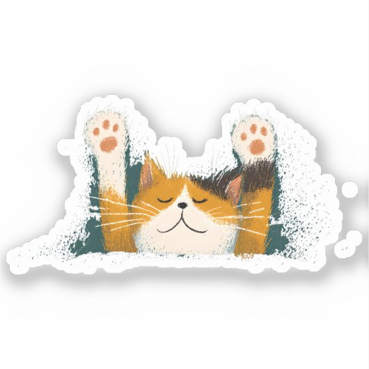 Cute Funny Cat Nap Sticker (Voorkant)