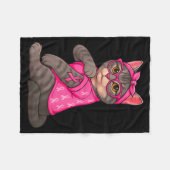 Cute Funny Cat Tattoo nk Borstkanker Bewustzijn Fleece Deken (Voorkant (Horizontaal))