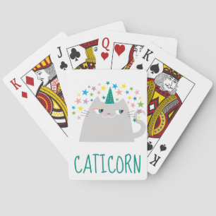 Cute Funny Cat Unicorn Doodle Cartoon Pokerkaarten
