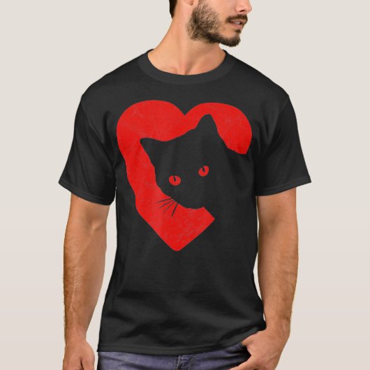 Cute Funny Cat Valentijns Heart Graphic T-shirt (Voorkant)