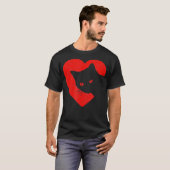 Cute Funny Cat Valentijns Heart Graphic T-shirt (Voorkant volledig)