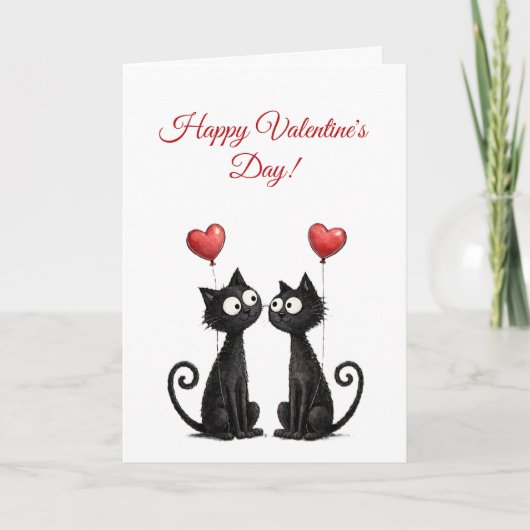 Cute Funny Cat Valentine Folded Greeting Card Kaart (Voorkant)