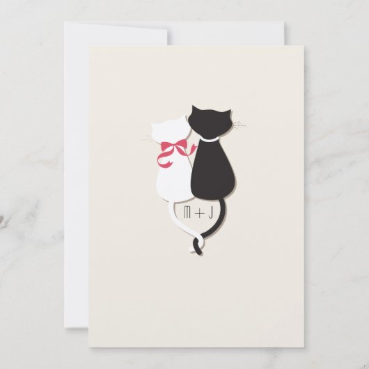 Cute Funny Cats Bride Groom Wedding Invitation Kaart (Achterkant)