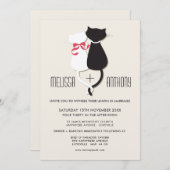 Cute Funny Cats Bride Groom Wedding Invitation Kaart (Voorkant / Achterkant)