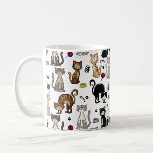 Cute Funny Cats Pattern Koffiemok (Links)