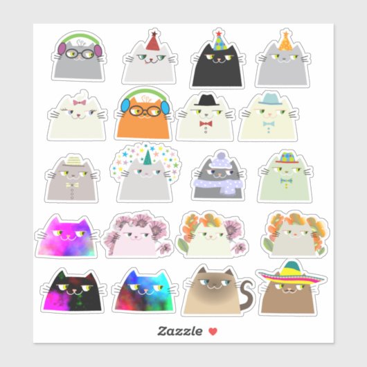 Cute Funny Cats Sticker (Vel)