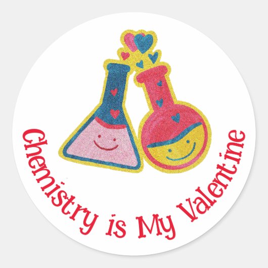 Cute Funny Chemist Valentijnsdag Chemistry Class Ronde Sticker (Voorkant)