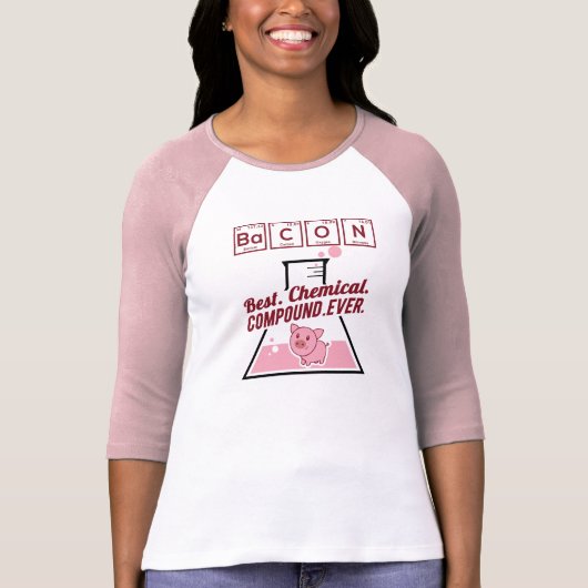 Cute Funny Chemistry Bacon Pink T-Shirt (Voorkant)