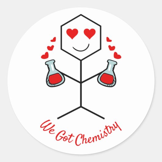 Cute Funny Chemistry Valentijnsdag Ronde Sticker (Voorkant)