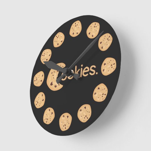 Cute Funny Chocolate Chip Cookie "Cookies" Text Ronde Klok (Hoek)
