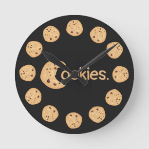 Cute Funny Chocolate Chip Cookie "Cookies" Text Ronde Klok