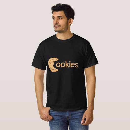 Cute Funny Chocolate Chip Cookie "Cookies" Text T-shirt (Voorkant volledig)