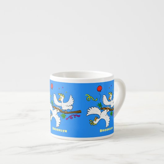 Cute funny cockatoo birds cartoon espresso kop (Voorkant rechts)