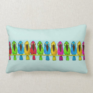 Cute Funny Colorful Birds Samen aan zij Kussen