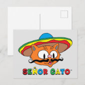 Cute Funny Colorful Cartoon Cat Cinco de Mayo Briefkaart (Voorkant / Achterkant)
