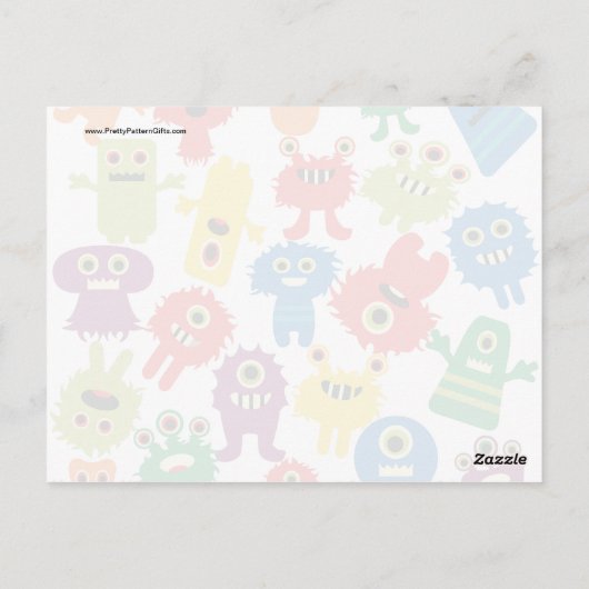 Cute Funny Colorful Monsters Patroon Briefkaart (Achterkant)