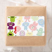 Cute Funny Colorful Monsters Patroon Etiket (Insitu)