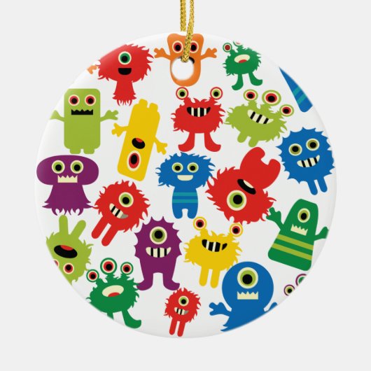 Cute Funny Colorful Monsters Patroon Keramisch Ornament (Voorkant)