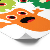 Cute Funny Colorful Monsters Patroon Poster (Hoek)