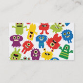 Cute Funny Colorful Monsters Patroon Visitekaartje (Achterkant)